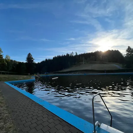 Annis Panoramablick Pool Sauna Tennis Apartmán Schonach im Schwarzwald